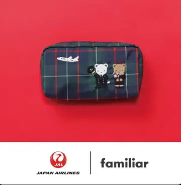 미개봉 새상품 familiar JAL 탑승자 한정판 체크 무늬 파우치