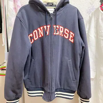 CONVERSE 후드 부착 후드티 M 네이비