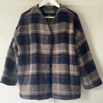 john branigan 트위드 노카라 자켓 프리 사이즈