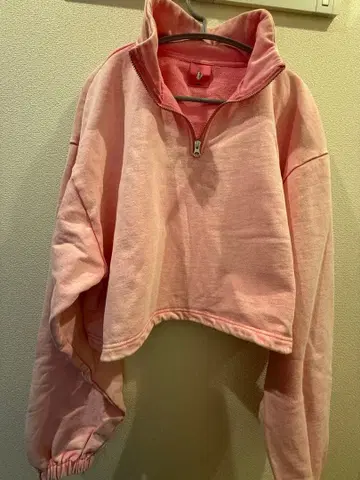 FR2 핑크 하프 지퍼 크롭 맨투맨