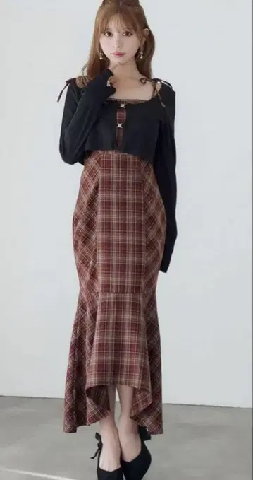 EATME 머메이드 체크 원피스 M 사이즈