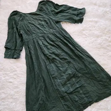 [TITICACA] M 그린 계열 7부 소매 원피스 면 100%