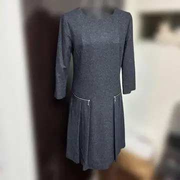 언타이틀 그레이 플레어 원피스 7분 소매