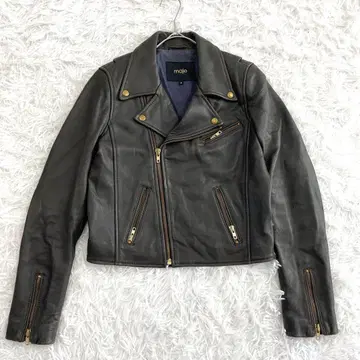마쥬 maje 라이더 자켓 더블 골드 버튼 천연 가죽 M 가죽