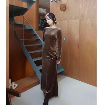 [ few ] 벨로아 드레이프 드레스 롱 원피스