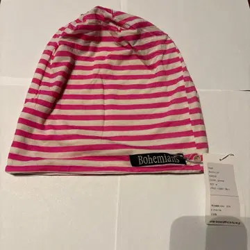 Bohemians 핑크 스트라이프 니트 모자