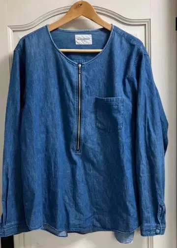 BLACKWEIRDOS 데님 셔츠 하프 지퍼 노카라