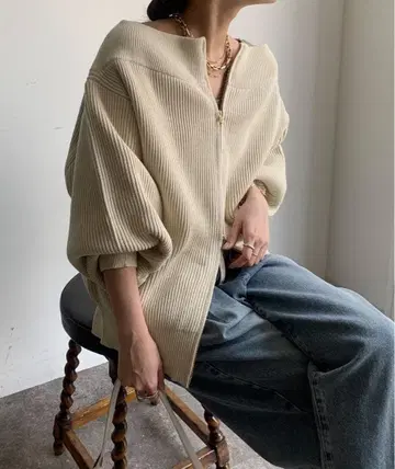 DOUDOU 프론트 지퍼 니트