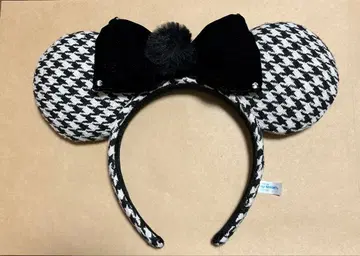 디즈니 하운드투스 체크 패턴 미니 머리띠