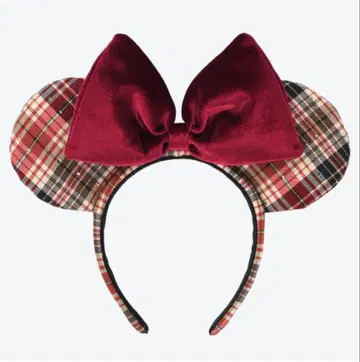 디즈니 머리띠 프리 미니 체크 빨간색