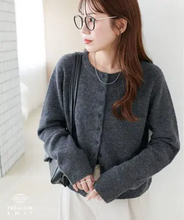 DISCOAT 디스코트 야크 블렌드 크루 가디건 차콜 그레이