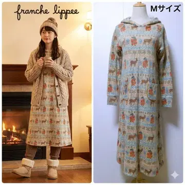 레어 프랑슈리페 니트 원피스 롱 기장 후드 부착 빨간 망토 사슴 일본제