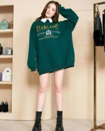 Darich 다리치 자수 빅 트레이닝복 그린 옷깃 없음