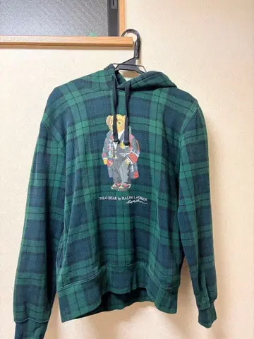 폴로베어 체크 무늬 후드티