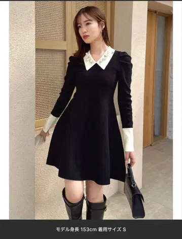 dazzlin 오너먼트 카라 니트 원피스