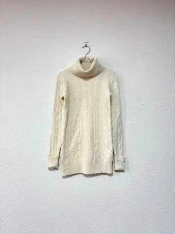 랄프 로렌 케이블 캐시미어 혼방 터틀 니트 화이트 M