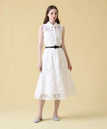 아나이 메쉬 플라워 플레어 스커트