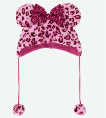 디즈니 팬 캡 레오파드 무늬 핑크 미니