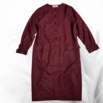 발리 울 100% 노카라 원피스 와인 레드