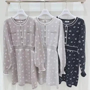 evelyn 로고 니트 원피스 니트 원피스 핑크