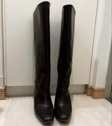 롱 부츠 와이드 힐