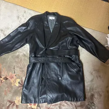 HABIT 블랙 가죽 긴 자켓 80s 구제 의류 초레어 상품