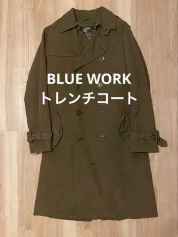 BLUE WORK 올리브색 트렌치코트 더블 브레스트