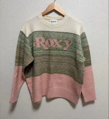 ROXY 록시 보더 무늬 스웨터 핑크 그린