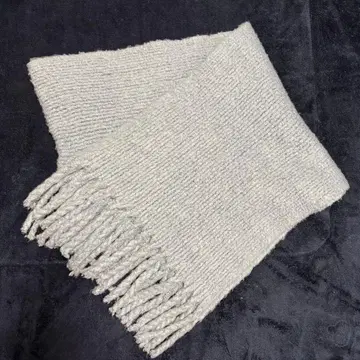 블루 그레이 프린지 머플러