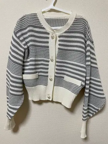 새상품 Lumier 뤼미에 스트라이프 니트 가디건 그레이 FREE