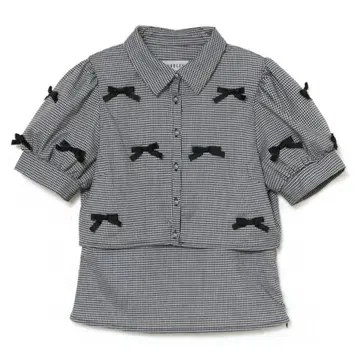 BUBBLES 미니 리본 블라우스_깅엄