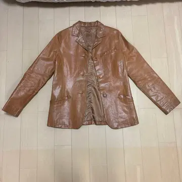 브라운 가죽 싱글 브레스 자켓