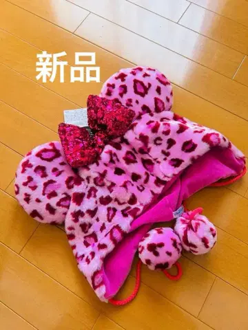 디즈니 미니 리본 레오파드 무늬 팬캡