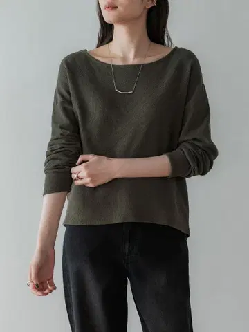 crewre 2way 라프인레이 보트넥 롱T 카키