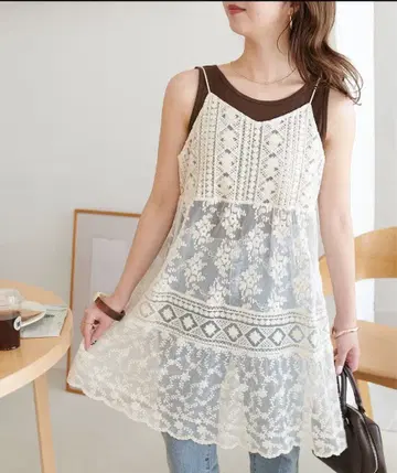 디스코트 이소재 레이스 사용 미니 원피스