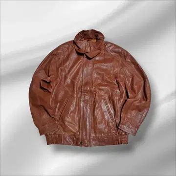 ATTALOS 천연 가죽 가죽 자켓 브라운 90s L