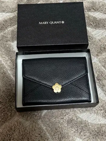 MARY QUANT 블랙 가죽 카드 케이스 마리콴트