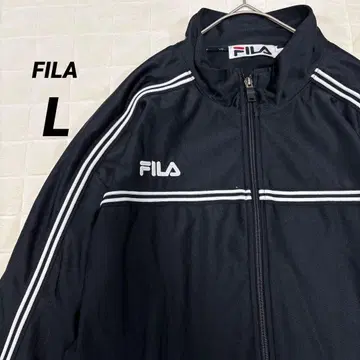 FILA 휠라 트랙 자켓 저지 L 블랙 로고 자수