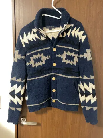 BAREFOOT DREAMS 네이비 기하학 패턴 모코모코 가디건 M