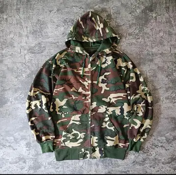구제 의류 70s USA 카모플라주 지퍼 후드티 서멀