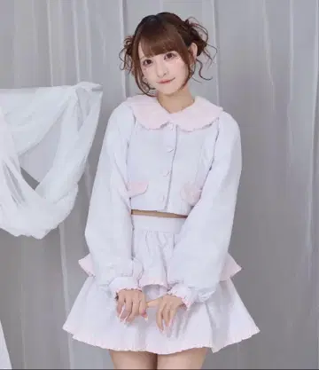 Honey Cinnamon 에코 퍼 칼라 트위드 셋업