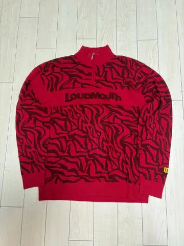 LOUDBMOUTH 빨간색 하프 지퍼 스웨터 LL