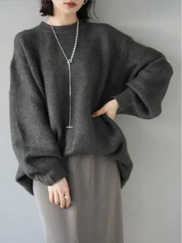 새상품 Lumier 뤼미에 크루넥 오버 니트 차콜 FREE