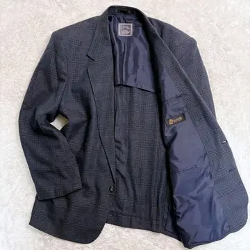 Silk 실크 100% 테일러드 자켓 LL 네이비 계열 일본제