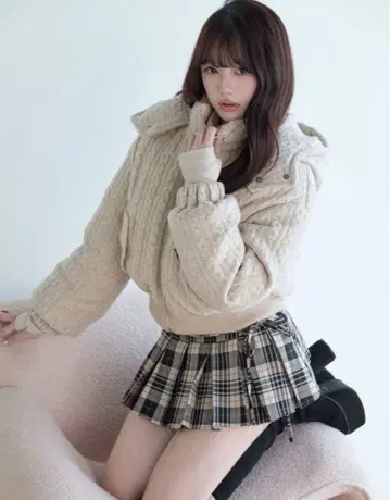 BunnyLis 케이블 니트 퀼팅 자켓