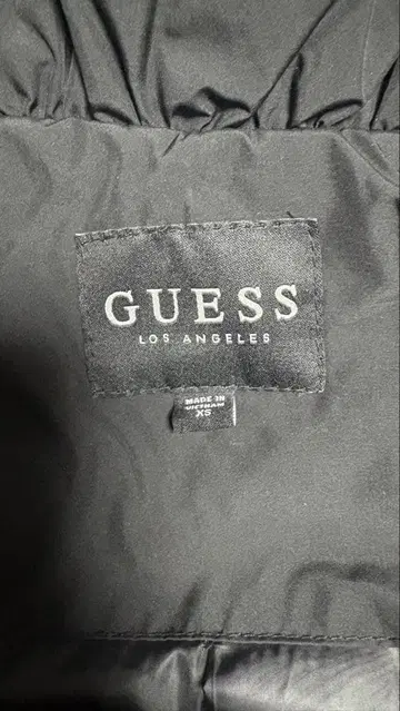 GUESS 다운 자켓 블랙 XS 여성용 로고 삼각 플레이트