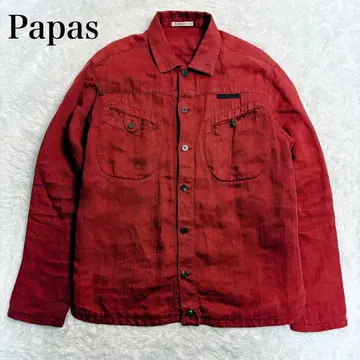 Papas 파파스 린넨 100% 린넨 자켓 빨간색 레드 헤링본