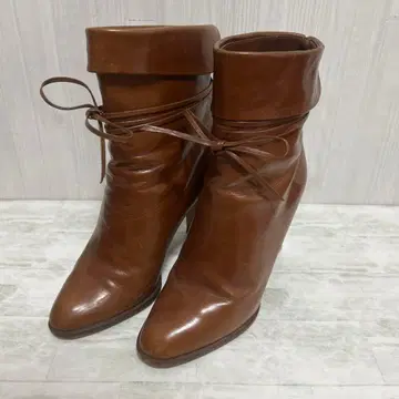 여성용 가죽 숏부츠 천연 가죽 브라운 21.5cm