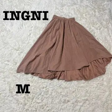 INGNI 잉그 롱 스커트 플레어 스커트 브라운 M 허리밴딩