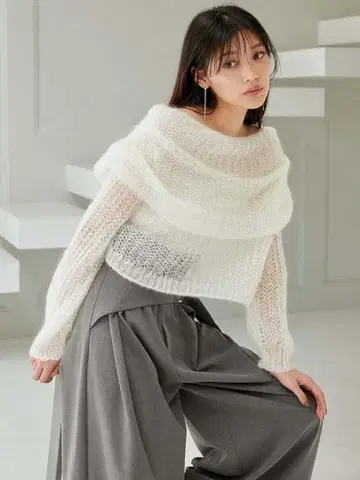 SNIDEL 모헤어 시어 니트 풀오버